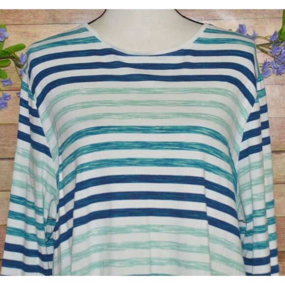 Croft & Barrow Plus Size 2X Striped Knit Top Long Sleeves Stretch Casual Cotton - Picture 2 of 8